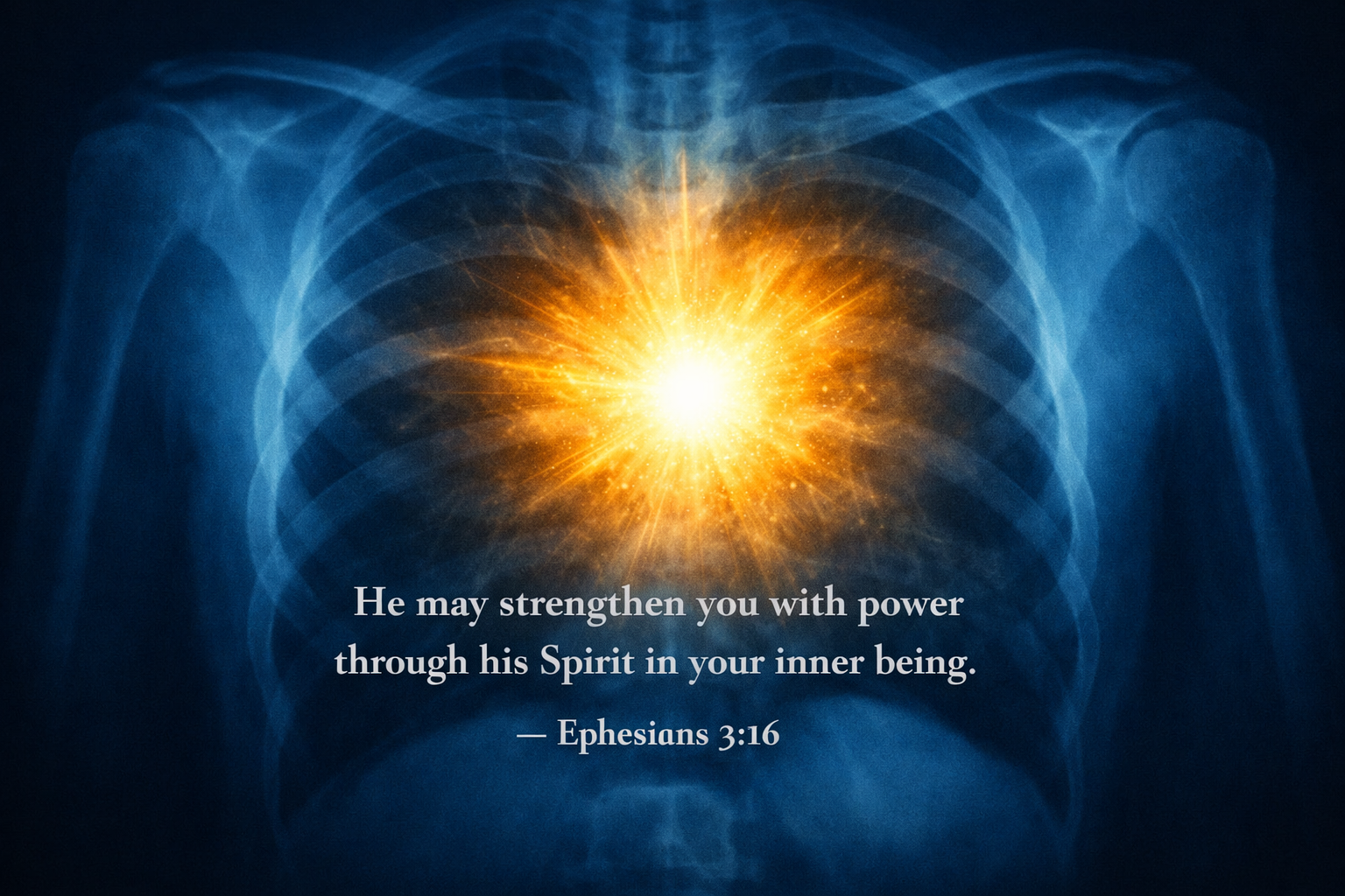 Ephesians 3:16 — Power in Your Inner Being | Golden Heart X-Ray Wallpaper